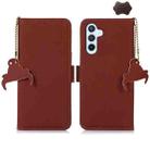 For Samsung Galaxy A35 5G Genuine Leather Magnetic RFID Leather Phone Case(Coffee) - 1