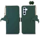 For Samsung Galaxy A35 5G Genuine Leather Magnetic RFID Leather Phone Case(Green) - 1