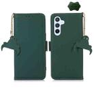 For Samsung Galaxy A55 5G Genuine Leather Magnetic RFID Leather Phone Case(Green) - 1