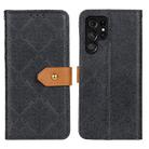 For Samsung Galaxy S24 Ultra European Floral Embossed Leather Phone Case(Black) - 1