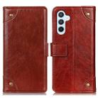 For Samsung Galaxy M34 5G Copper Buckle Nappa Texture Leather Phone Case(Brown) - 1