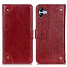 For Samsung Galaxy A05 4G Copper Buckle Nappa Texture Leather Phone Case(Wine Red) - 1