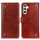 For Samsung Galaxy S24+ Copper Buckle Nappa Texture Leather Phone Case(Brown) - 1