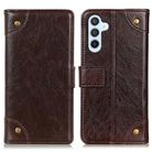 For Samsung Galaxy S24+ Copper Buckle Nappa Texture Leather Phone Case(Coffee) - 1