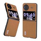For vivo X Flip Carbon Fiber Texture Protective Phone Case(Light Brown) - 1