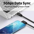 5m USB / Type-C to USB-C / Type-C Elbow 5Gbps 60W USB3.1 Gen1 Fast Charging Data-sync Cable(Black) - 5