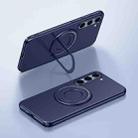 For Samsung Galaxy S23 5G Matte Magsafe Magnetic Phone Case with Trolley Holder(Dark Blue) - 1