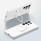 For Samsung Galaxy S23 Ultra 5G Matte Magsafe Magnetic Phone Case with Trolley Holder(White) - 1