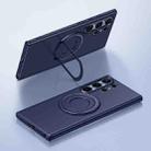 For Samsung Galaxy S23 Ultra 5G Matte Magsafe Magnetic Phone Case with Trolley Holder(Dark Blue) - 1