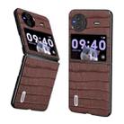 For vivo X Flip ABEEL Crocodile Texture Genuine Leather Phone Case(Brown) - 1
