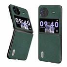 For vivo X Flip ABEEL Cross Texture Genuine Leather Phone Case(Green) - 1