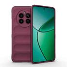 For Realme 12+ 5G Global Magic Shield TPU + Flannel Phone Case(Wine Red) - 1