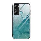 For Infinix Hot 20i Marble Pattern Glass Phone Case(Green Ocean) - 1
