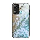 For Infinix Hot 20i Marble Pattern Glass Phone Case(Beach) - 1