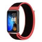 For Huawei Band 8 16mm Woven Nylon Loop Watch Band(Red Black) - 1