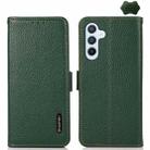 For Samsung Galaxy M54 5G KHAZNEH Side-Magnetic Litchi Genuine Leather RFID Phone Case(Green) - 1