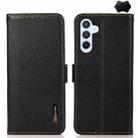 For Samsung Galaxy M54 5G KHAZNEH Side-Magnetic Litchi Genuine Leather RFID Phone Case(Black) - 1