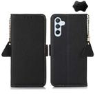 For Samsung Galaxy M54 5G Side-Magnetic TJ Genuine Leather RFID Phone Case(Black) - 1