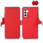 For Samsung Galaxy M54 5G Side-Magnetic TJ Genuine Leather RFID Phone Case(Red) - 1