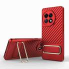 For OnePlus Ace 2 5G Wavy Textured Phone Case with Lens Film(Red) - 1