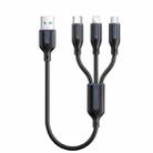 JOYROOM S-1T3018A15 Ice-Crystal Series 3.5A USB to 8 Pin+Type-C+Micro USB 3 in 1 Charging Cable, Length:0.3m(Black) - 1