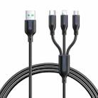 JOYROOM S-1T3018A15 Ice-Crystal Series 3.5A USB to 8 Pin+Type-C+Micro USB 3 in 1 Charging Cable, Length:1.2m(Black) - 1