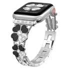 For Apple Watch 8 45mm Petal Metal Diamond Watch Band(Silver+Black) - 1