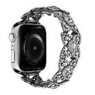 4-Petal Diamond Metal Watch Band For Apple Watch SE 2022 44mm(Black) - 1