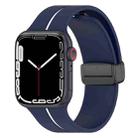 Two Color Folding Buckle Silicone Watch Band For Apple Watch Ultra 49mm(Midnight Blue+White) - 1