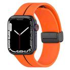 Two Color Folding Buckle Silicone Watch Band For Apple Watch 7 41mm(Orange+Black) - 1