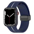 Two Color Folding Buckle Silicone Watch Band For Apple Watch SE 2022 44mm(Midnight Blue+White) - 1