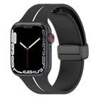 Two Color Folding Buckle Silicone Watch Band For Apple Watch SE 44mm(Black+White) - 1