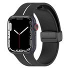 Two Color Folding Buckle Silicone Watch Band For Apple Watch 6 44mm(Black+White) - 1