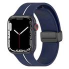 Two Color Folding Buckle Silicone Watch Band For Apple Watch 4 44mm(Midnight Blue+White) - 1