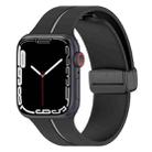 Two Color Folding Buckle Silicone Watch Band For Apple Watch SE 2023 40mm(Black+Grey) - 1