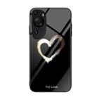 For Huawei P60 Art Colorful Painted Glass Phone Case(Black Love) - 1