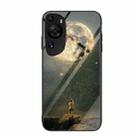 For Huawei P60 Art Colorful Painted Glass Phone Case(Moon) - 1