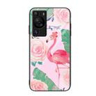 For Huawei P60 Colorful Painted Glass Phone Case(Flamingo) - 1