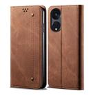 For OPPO A98 5G Denim Texture Casual Style Horizontal Flip Leather Case(Brown) - 1