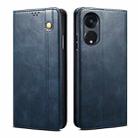 For OPPO A98 5G Oil Wax Crazy Horse Texture Leather Phone Case(Blue) - 1