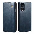 For OPPO Reno8 T 5G / A1 Pro Oil Wax Crazy Horse Texture Leather Phone Case(Blue) - 1