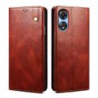 For OPPO A78 4G Oil Wax Crazy Horse Texture Leather Phone Case(Brown) - 1