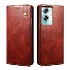 For OPPO A79 5G Oil Wax Crazy Horse Texture Leather Phone Case(Brown) - 1