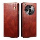 For OPPO Find X7 Oil Wax Crazy Horse Texture Leather Phone Case(Brown) - 1