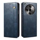 For OPPO Find X7 Oil Wax Crazy Horse Texture Leather Phone Case(Blue) - 1