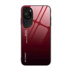 For Huawei P60 Art Gradient Color Glass Phone Case(Red Black) - 1