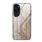 For Huawei P60 Art Wood Grain Glass Phone Case(Grey) - 1