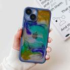 For iPhone 14 Oil Painting Electroplating TPU Phone Case(Blue) - 1