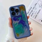 For iPhone 14 Pro Oil Painting Electroplating TPU Phone Case(Blue) - 1