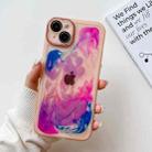 For iPhone 14 Plus Oil Painting Electroplating TPU Phone Case(Pink) - 1